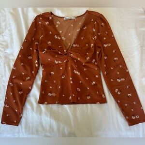 Abercrombie & Fitch Long Sleeve Floral Top